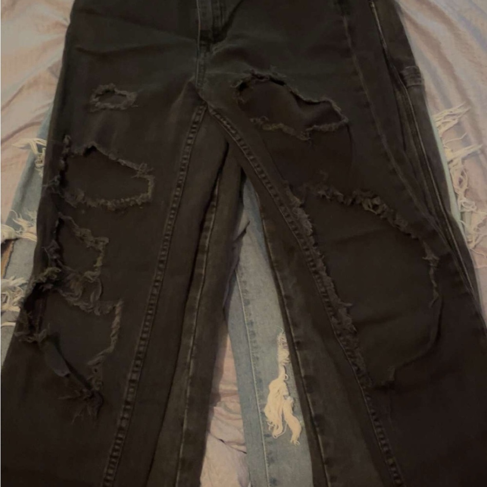 Aeropostale Black Distressed Straight Leg Jeans